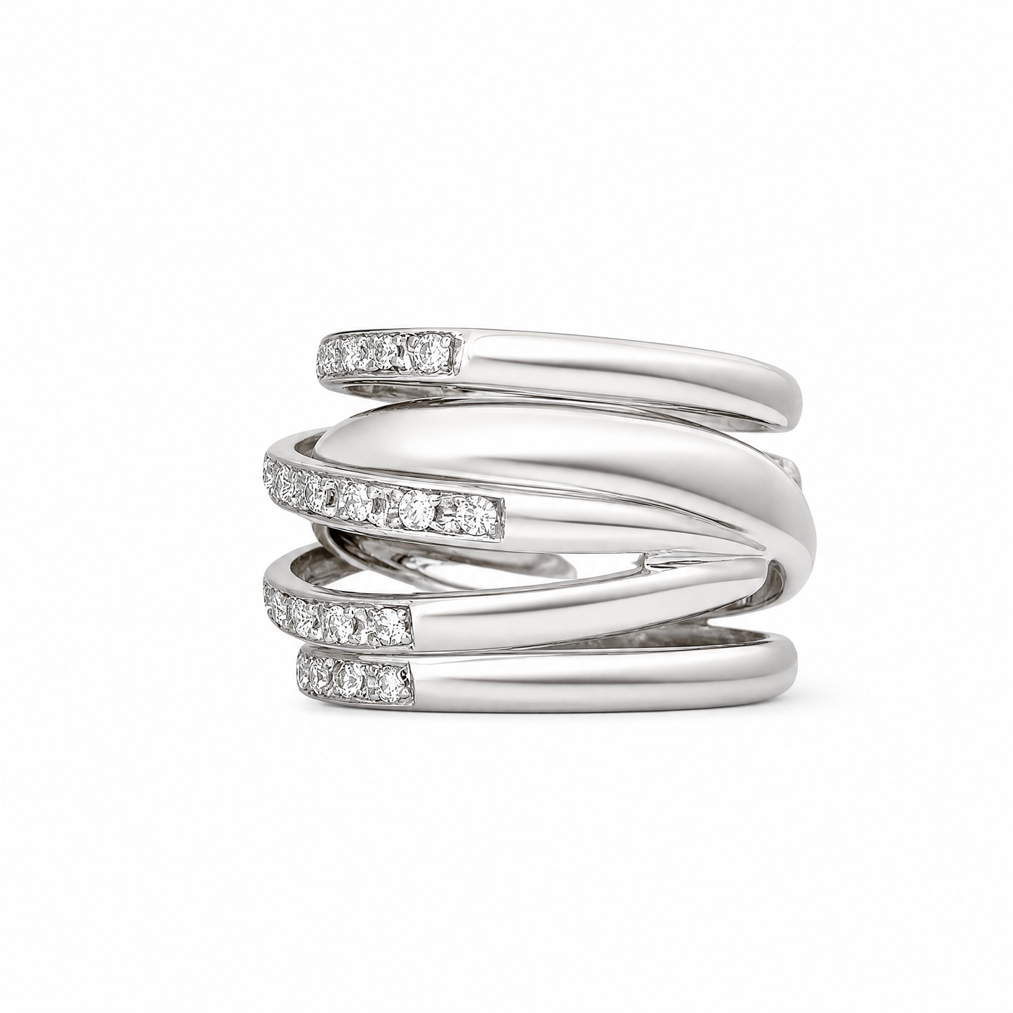 PAVE CROSSED RING