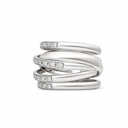 PAVE CROSSED RING