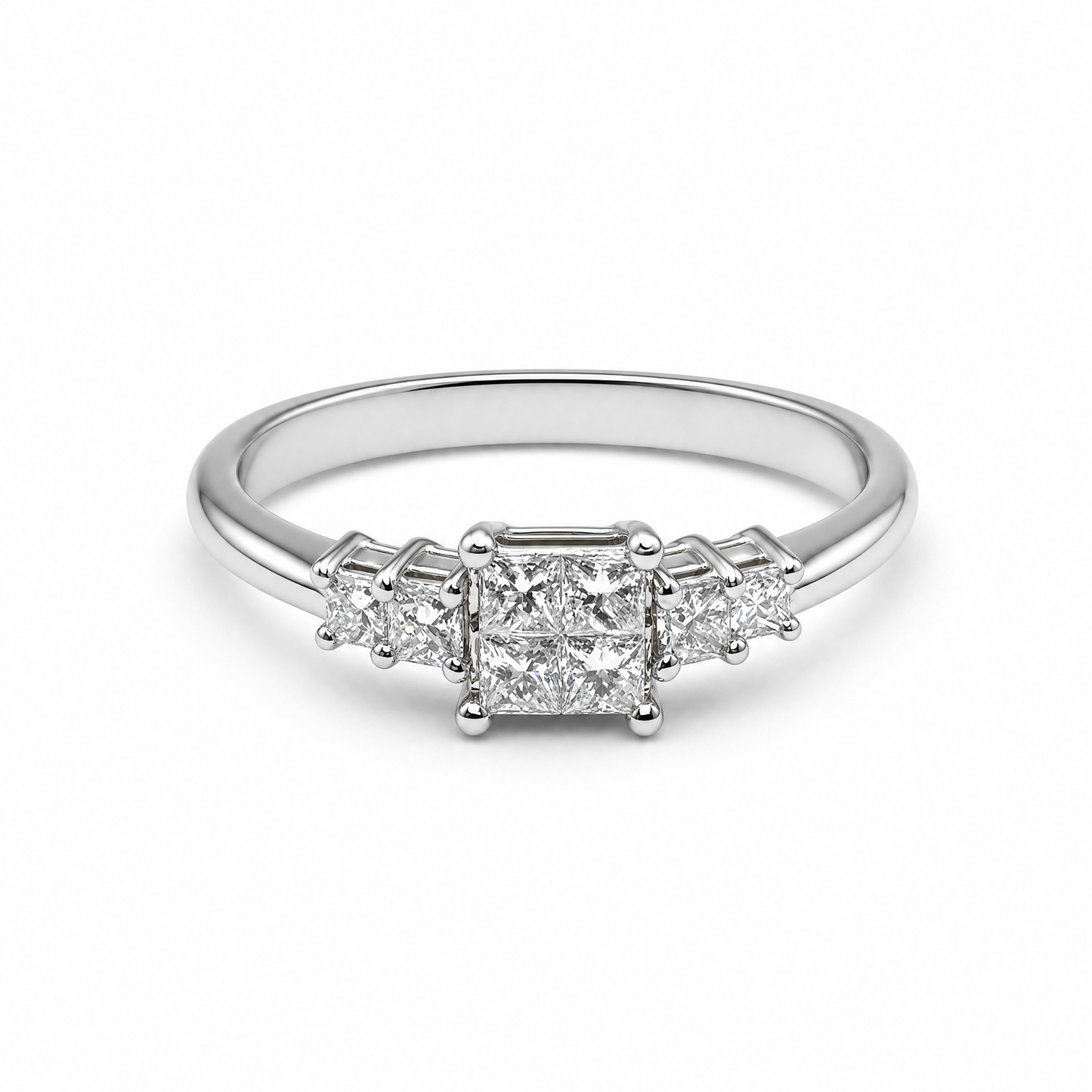 Bague en diamant taille princesse illusion 