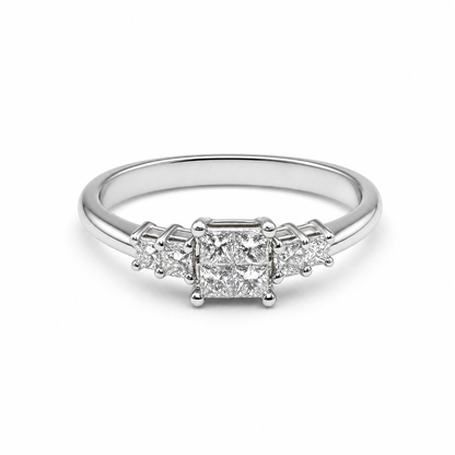 Bague en diamant taille princesse illusion 