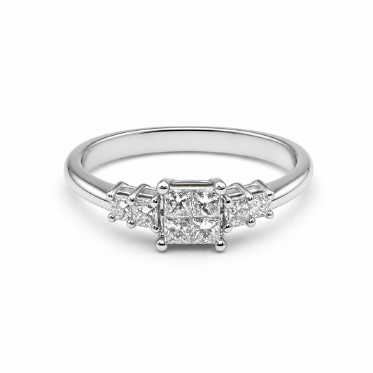 Bague en diamant taille princesse illusion 
