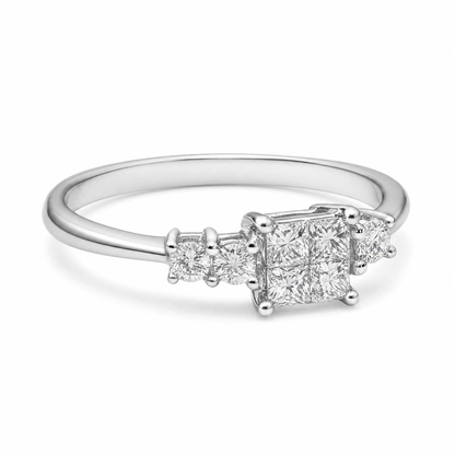 Bague en diamant taille princesse illusion 