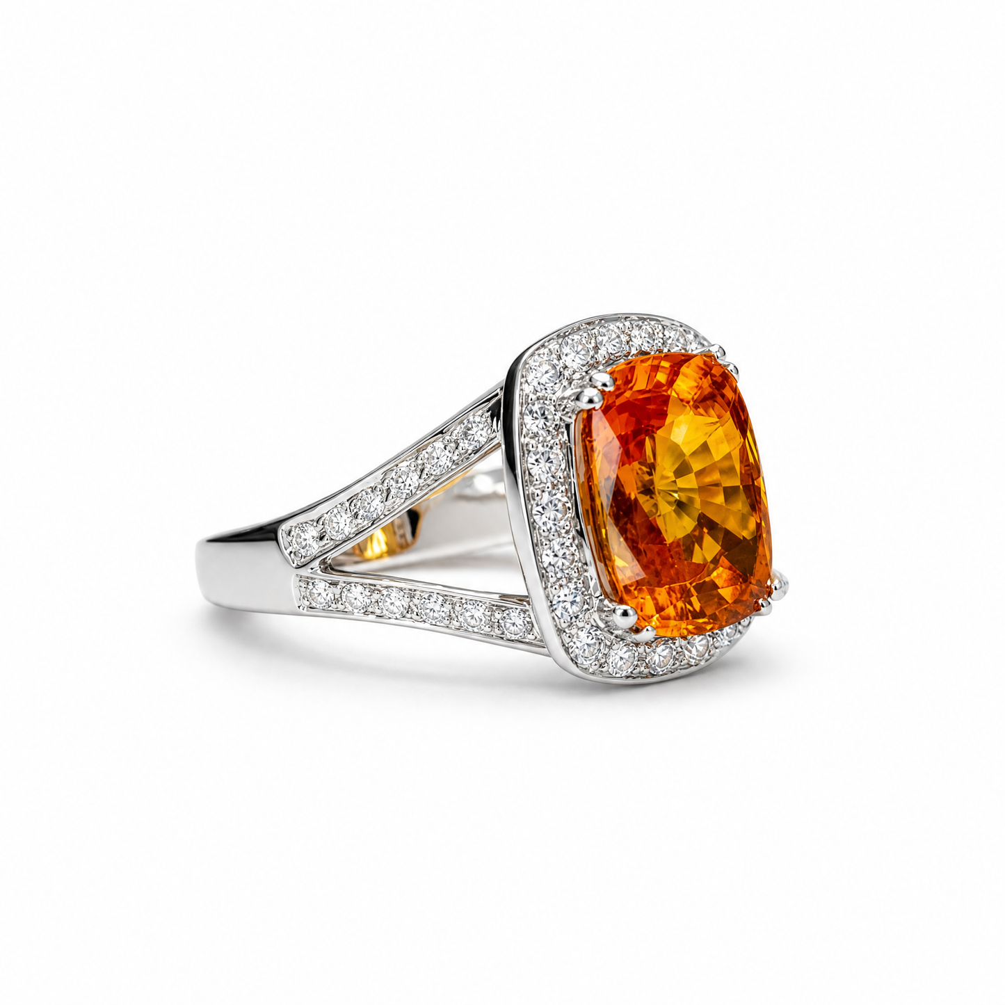 ORANGE SAPPHIRE DIAMOND RING