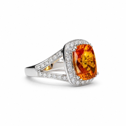 ORANGE SAPPHIRE DIAMOND RING