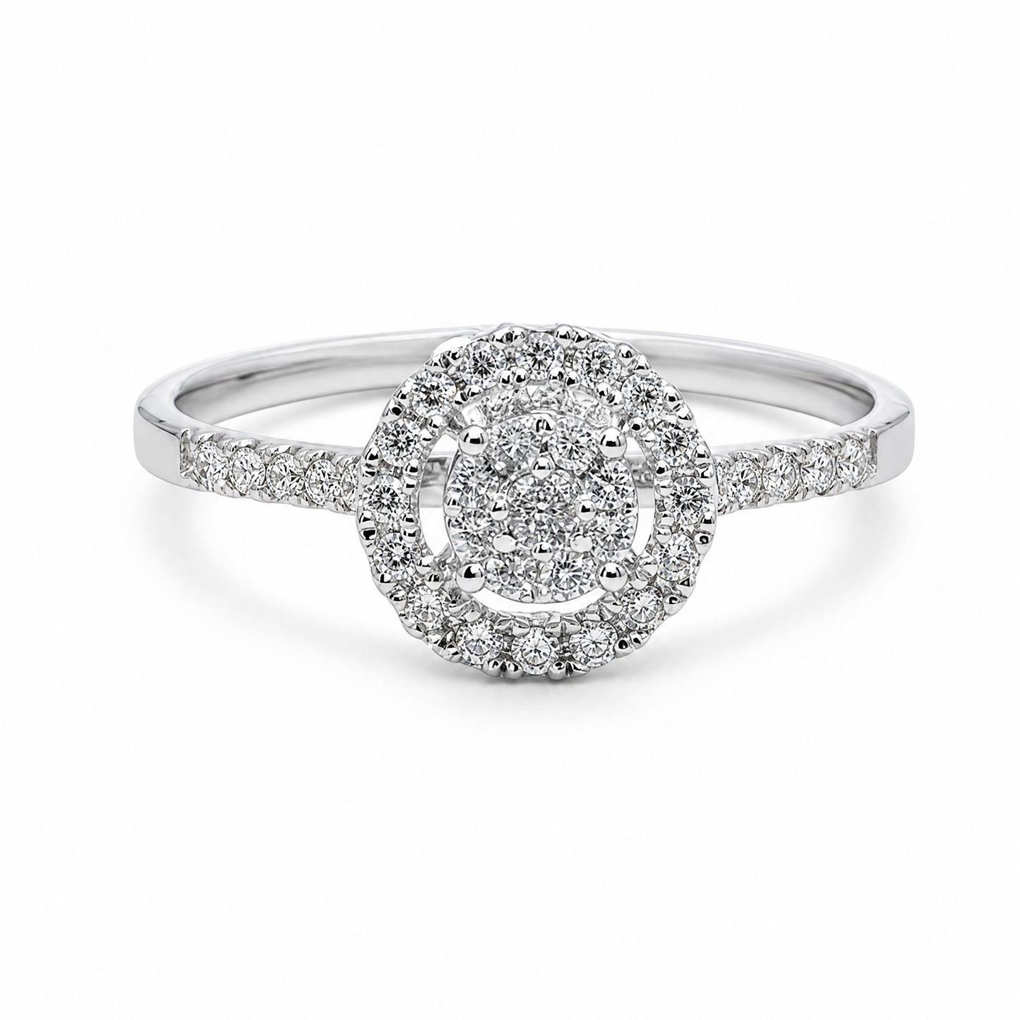 Bague halo diamant rond