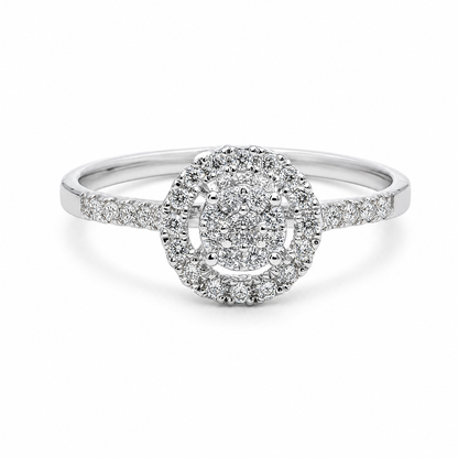 Bague halo diamant rond