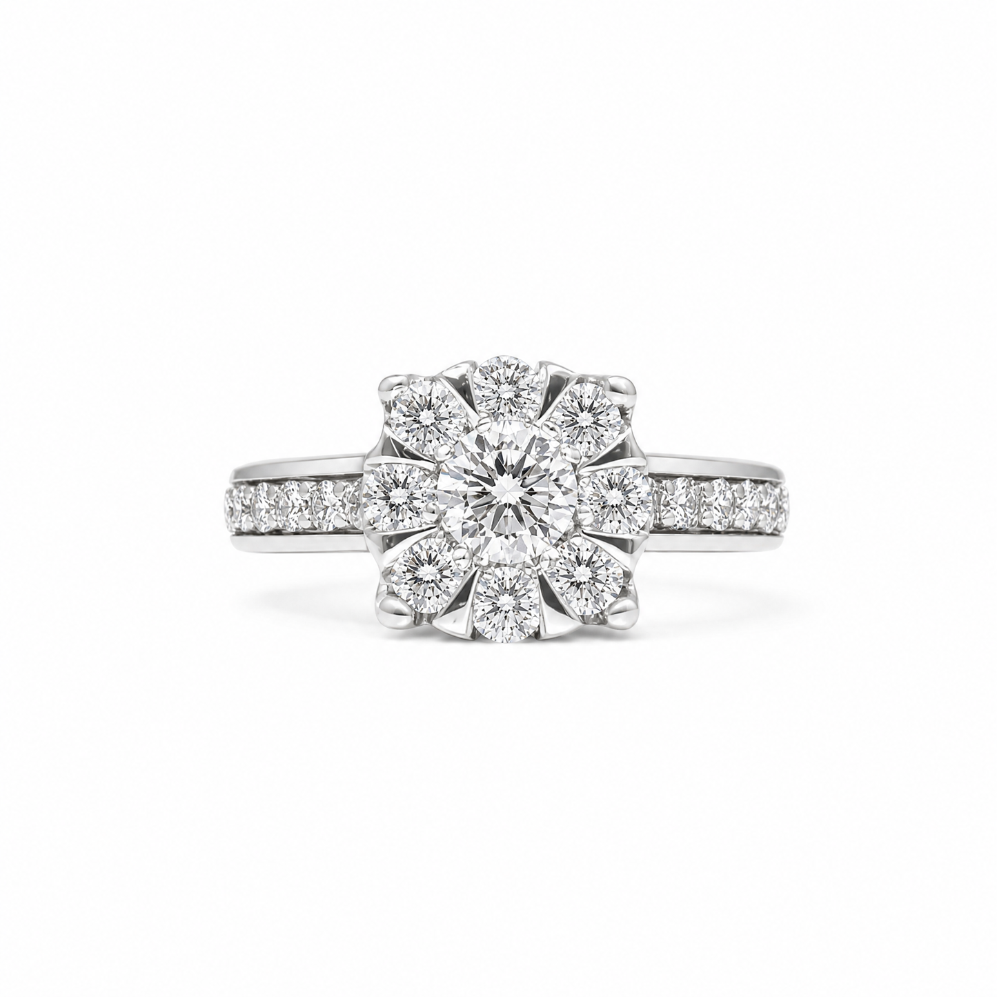 BAGUE DE FIANÇAILLES RONDE EN FEUILLE D'ÉRABLE 
