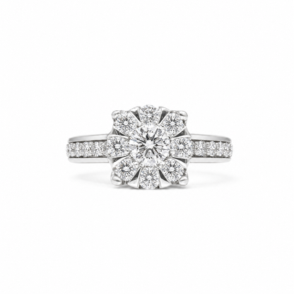 BAGUE DE FIANÇAILLES RONDE EN FEUILLE D'ÉRABLE 