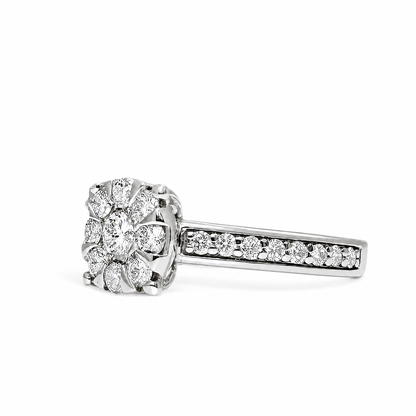 BAGUE DE FIANÇAILLES RONDE EN FEUILLE D'ÉRABLE 