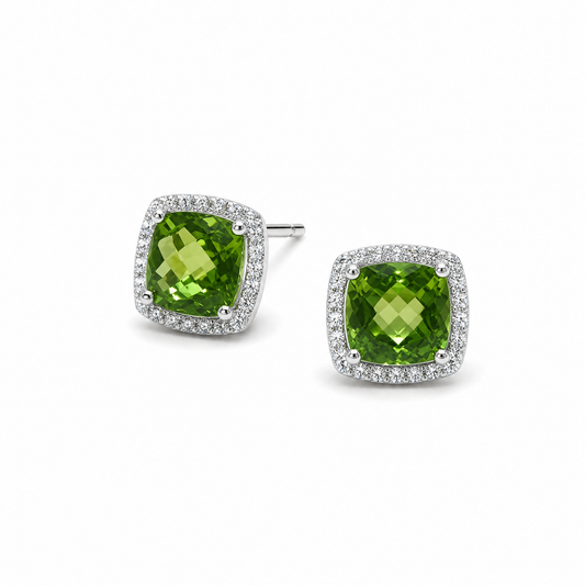 Boucles d'oreilles à tige en tourmaline halo