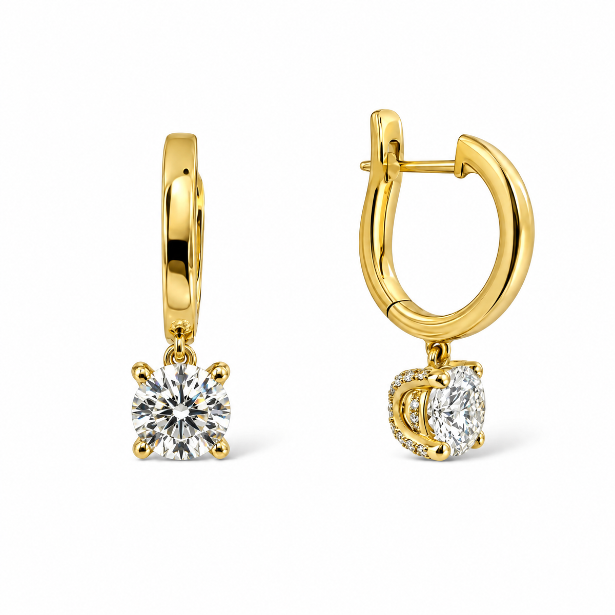 COLLIER HUGGIE SOLITAIRE GOUTTE 1,50 CT 