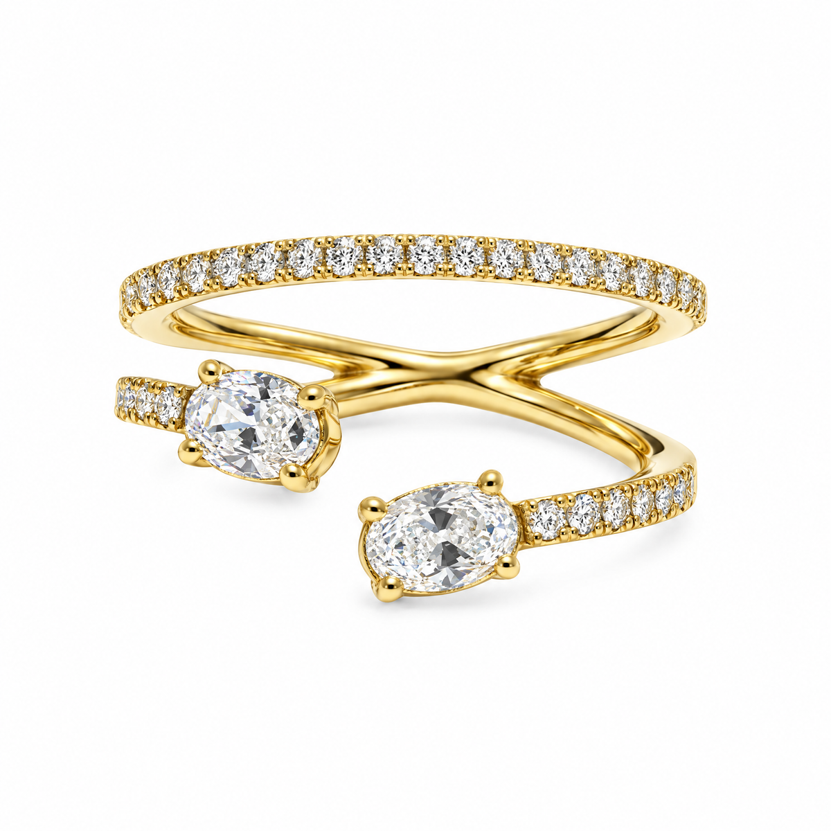 Toi & Moi Oval and Diamonds Ring