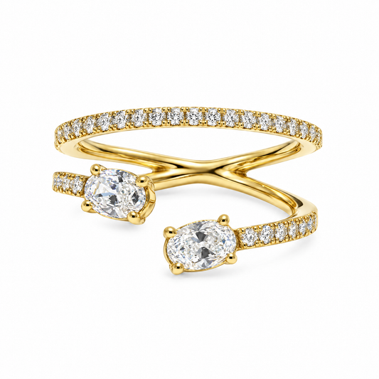 Bague Toi &amp; Moi Ovale et Diamants 