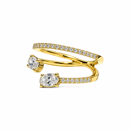 Toi & Moi Oval and Diamonds Ring