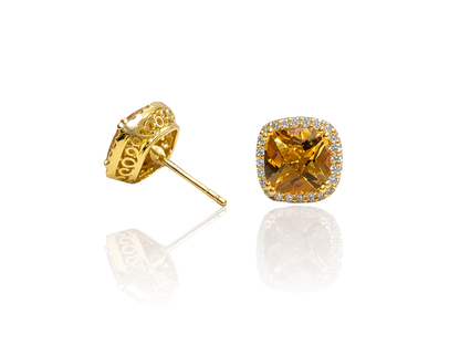 Citrine de 4,55 ct sertie dans un halo de diamants