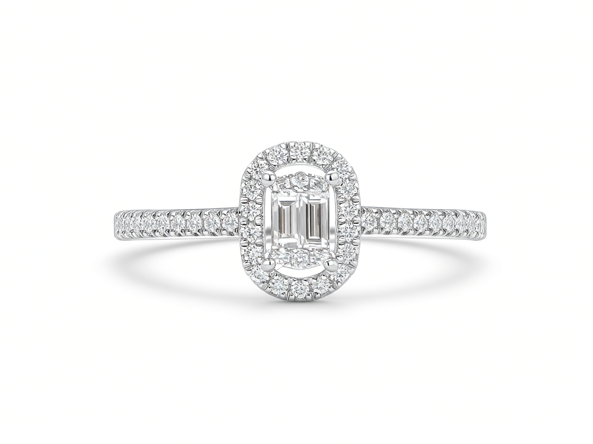 Illusie Ovale Diamanten Ring 