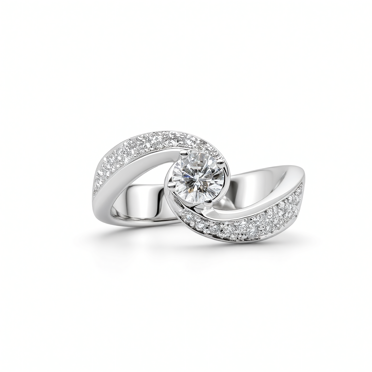 0.40 CT ROUND SOLITAIRE TWIST RING