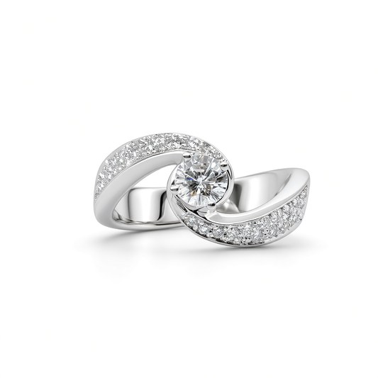 BAGUE TORSADÉE SOLITAIRE RONDE DE 0,40 CT 