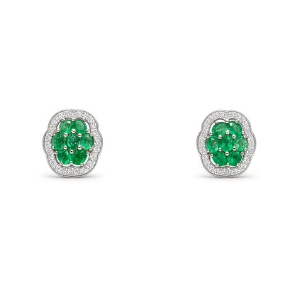 Boucles d'oreilles vintage en émeraude de forme ovale