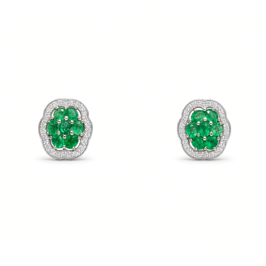 Boucles d'oreilles vintage en émeraude de forme ovale
