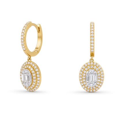 Boucles d'oreilles Illusion Double Halo Diamant
