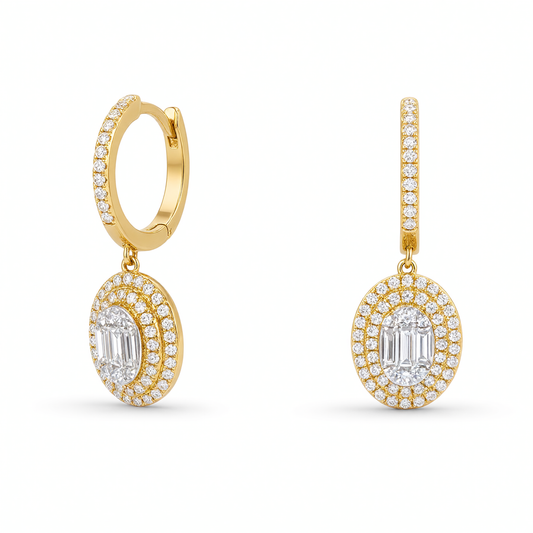 Illusion Double Halo Diamond Earrings