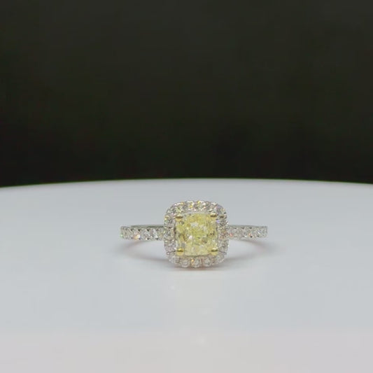 Natuurlijke Fancy Light Yellow Cushion Cut 